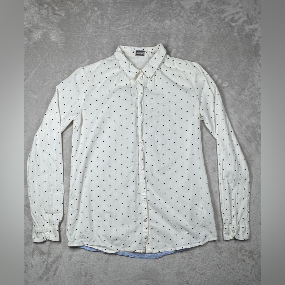 Scotch & Soda Women’s White Polka Lightweight 100% Cotton Button Front Blouse 2